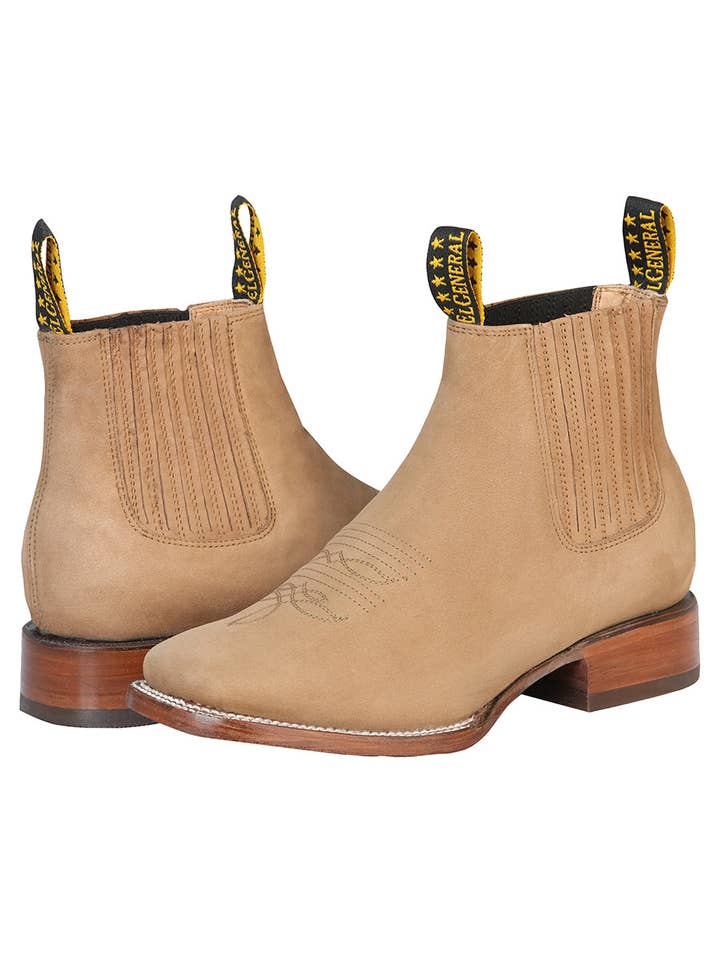 Square Toe Ankle Boot Nobuck Sand El General for wholesale by Conejo Western Wear