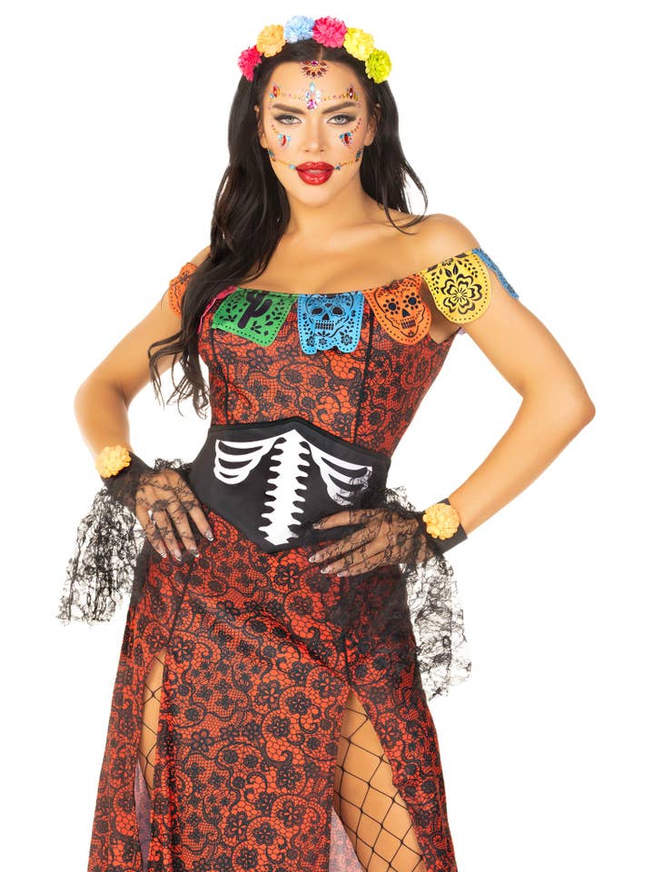 Multicolor Deluxe Day of the Dead Beauty Costume for wholesale on Faire