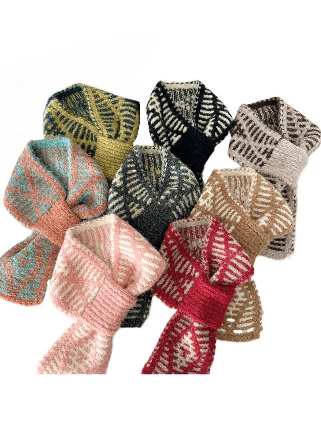 Funkyrel® Atzbranding Limited - Wholesale Scarf - Women's - Scarvii - Two-Tone Knitted Scarf with Slip-Through Design7