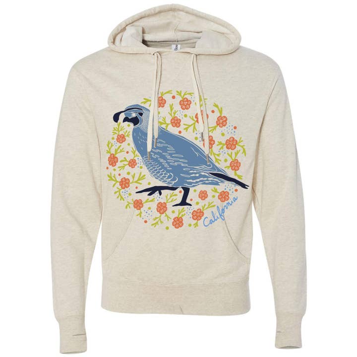 California Poppy Quail Hoodie for wholesale by State Bliss