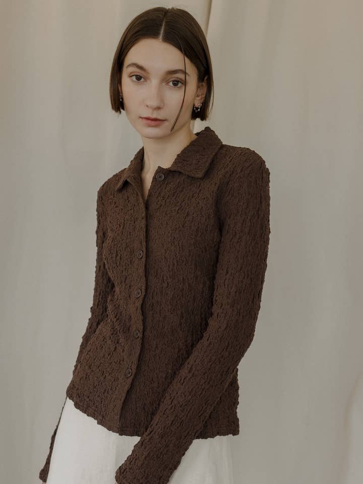 The Kyra Top | Textured Button-Down Top for wholesale by MOD REF