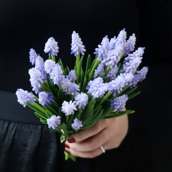 Sweet Home Deco - Wholesale Artificial Flowers - 11''T Soft Touch Faux Hyacinth Flower, Floral Bunch, 6 Stems