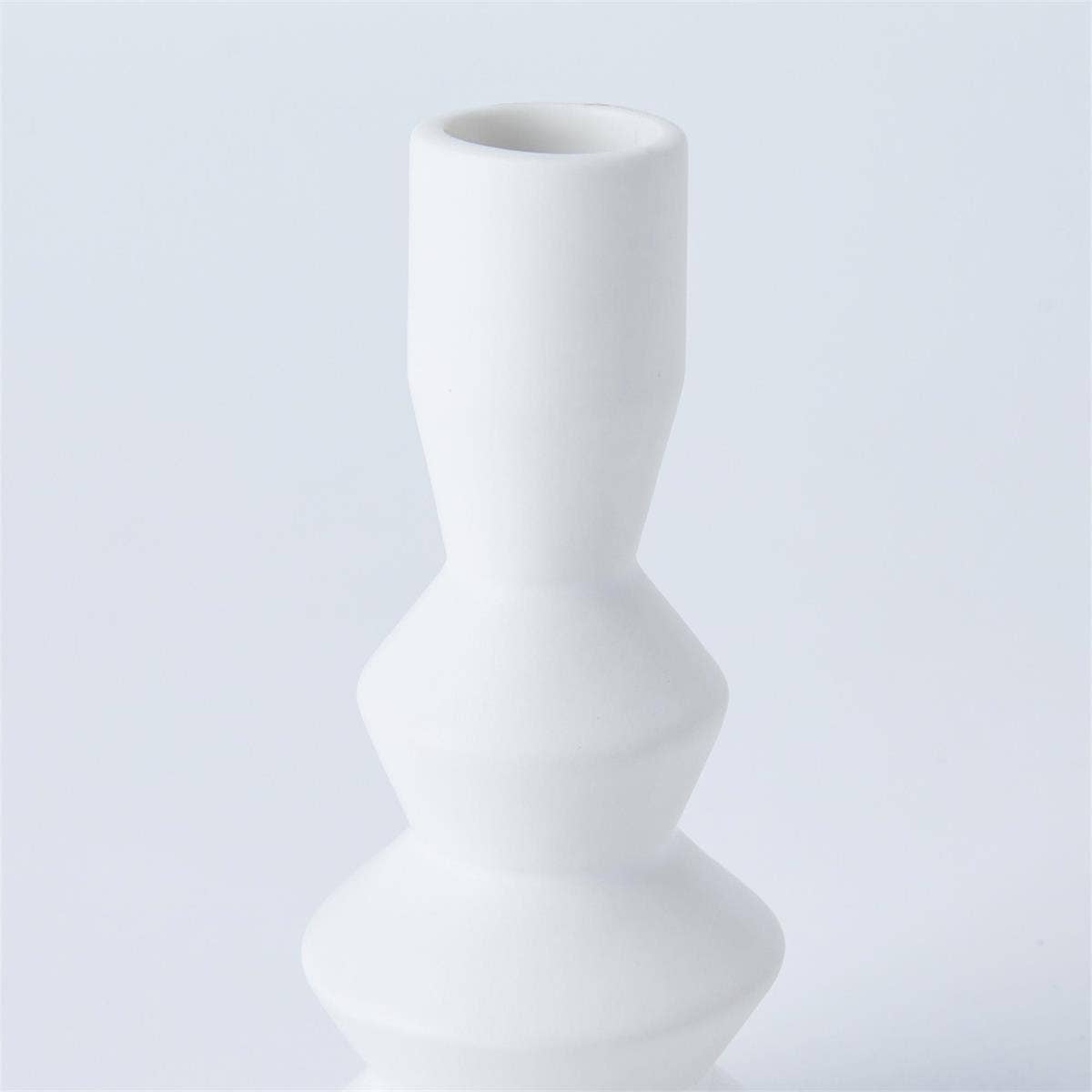 Truu Design - Wholesale Candle Holder - Truu Design Stacked Ceramic Taper Candle Holder, Matte White2