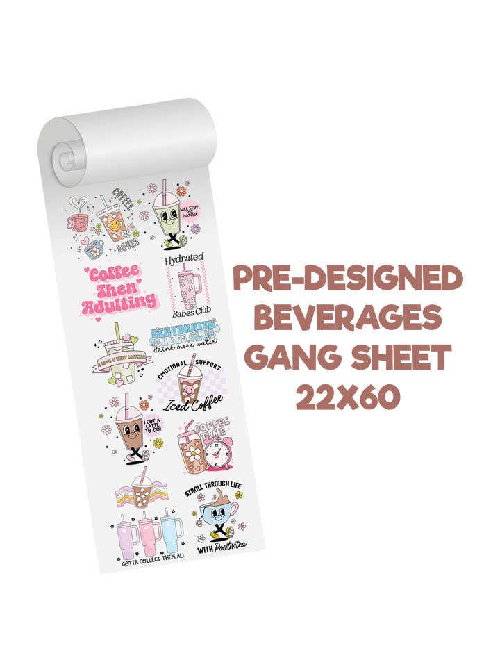 Beverages Predesigned Gang Sheet for wholesale by Teddy Transfers