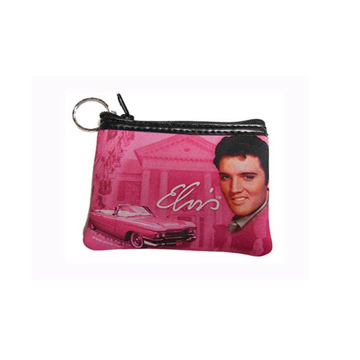 MID-SOUTH PRODUCTS - Wholesale Coin Purse - Women's - Elvis Coin Purse Keychain - Pink Guitars