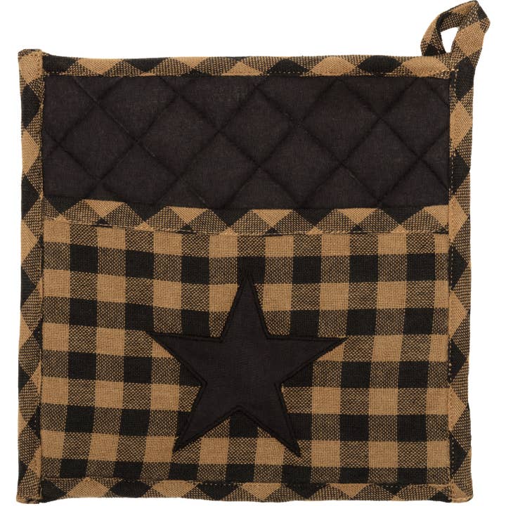 VHC Brands - Wholesale Oven Mitt/Pot Holder - Black Star Pot Holder 8x81