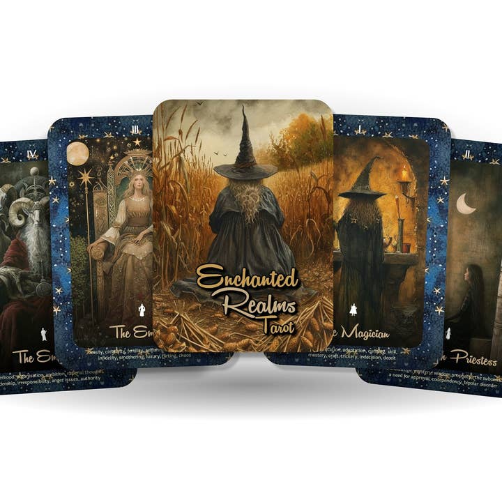 Ibiza Tarot USA - Wholesale Tarot Cards - Enchanted Realms Tarot - 78 cards - Tarot - Tarot Deck - Fortune Telling - Divination tools - Wisdom of the Witch in Your Hands