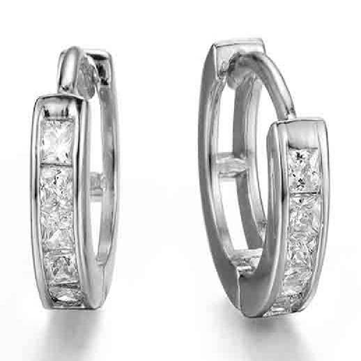 Long earrings/zirconia hoop - 13mm hoop - silver for wholesale by Buganto