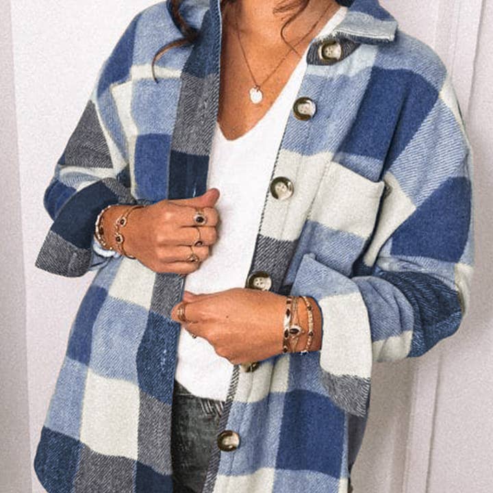 Lily Clothing - Wholesale Shirt Jacket/Shacket - Women's - FLANNEL PLAID BREASTED SHIRT JACKET5