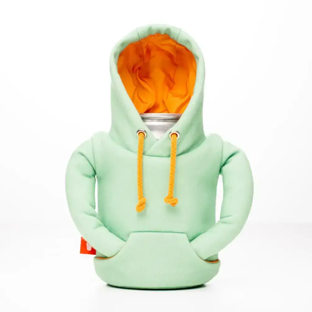 Puffin Drinkwear - Wholesale Sweatshirt - Unisex - Insulated Beverage Cooler - The Hoodie - Seafoam & Apricot1