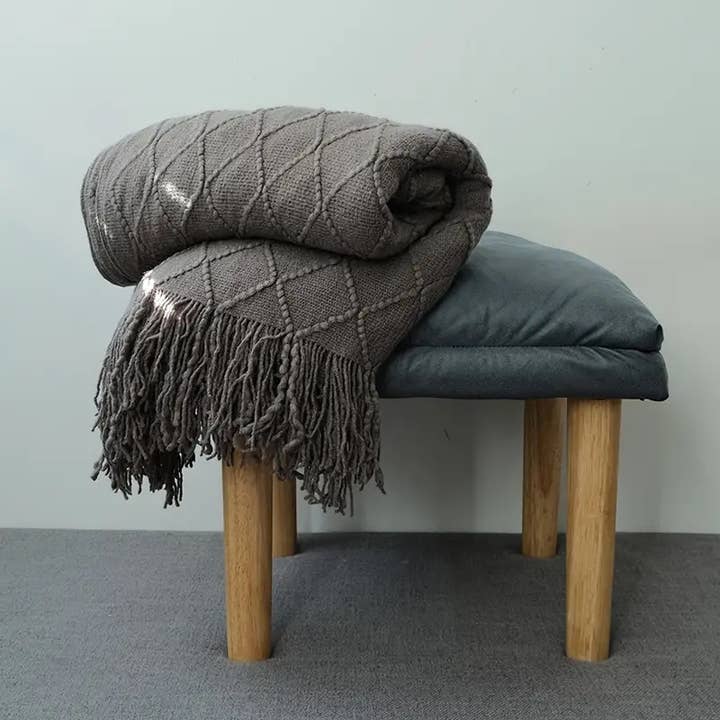 The Arinna Collection LLC - Wholesale Throw Blanket - Soft and Cozy Dark Grey Knitted 50x60 Inch Throw Blanket 5