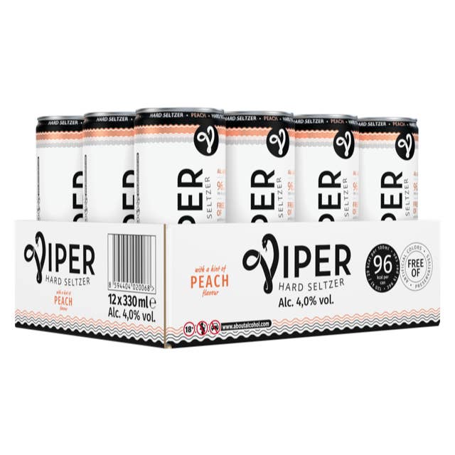 Viper Hard Seltzer Peach can 12x33cl for wholesale by Viper