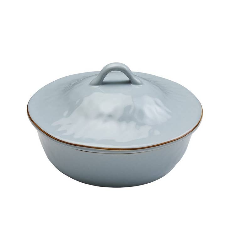 Cantaria Round Covered Casserole Morning Sky for wholesale by Skyros Designs
