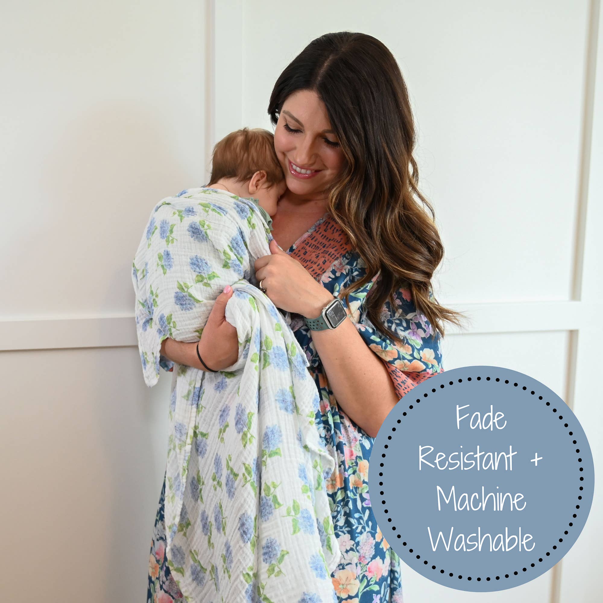 LollyBanks - Wholesale Swaddle - Baby - You Had Me At Hydrangea Baby Muslin Swaddle Blanket3