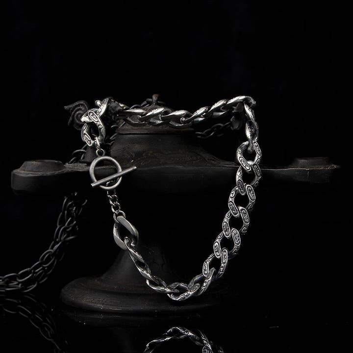 Mens Cuban Link Bracelet Engraved Sterling Silver for wholesale by Ephesus Jewelry