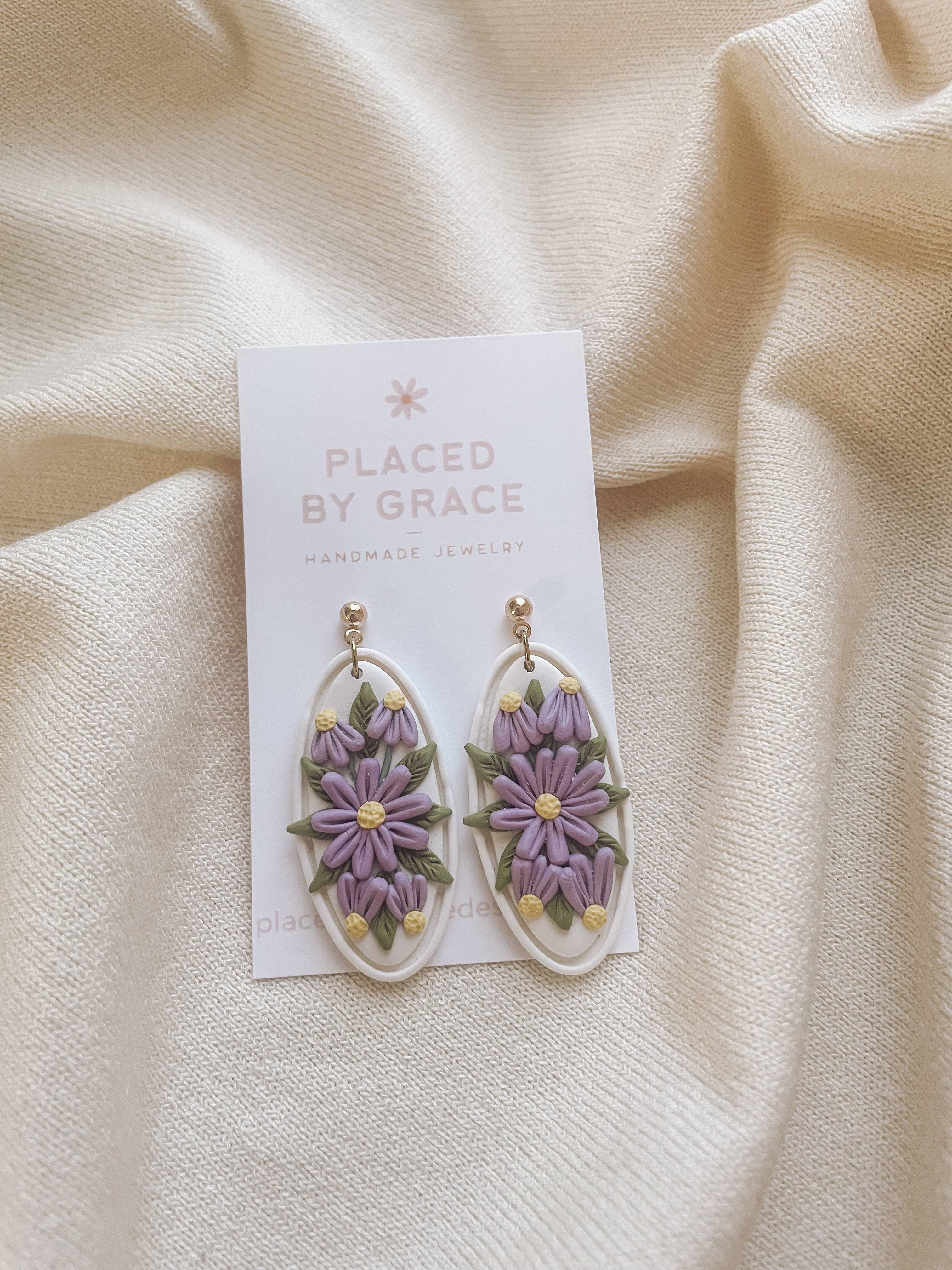 Placed by Grace - Vente Boucles d'oreilles pendantes - Boucles d'oreilles artisanales avec fleur de naissance, septembre1