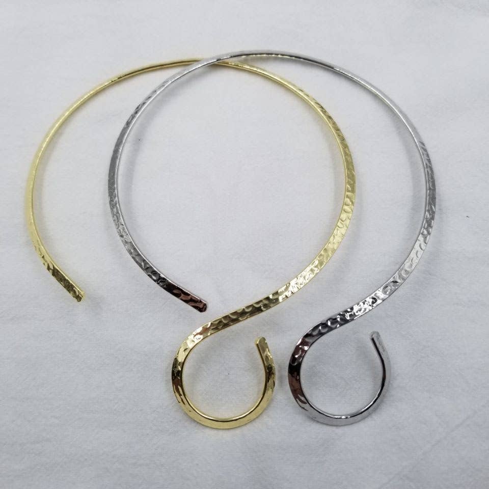 ENA Jewelry - Wholesale Choker/Collar - Hammered Choker Band Hook Adjustable Necklace2