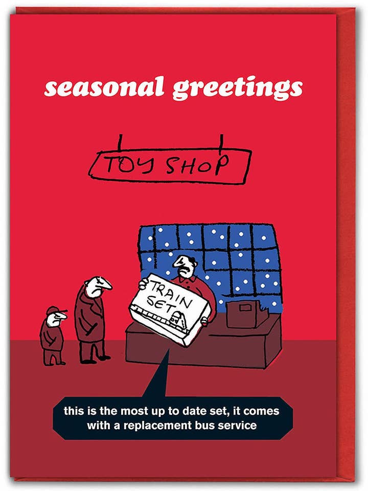 Funny Christmas Card - Bus Replacement By Modern Toss for wholesale by Brainbox Candy