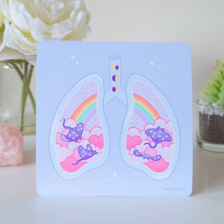 Rainbow Lungs Mini Art Print (5 x 5") for wholesale by NatGreenArt