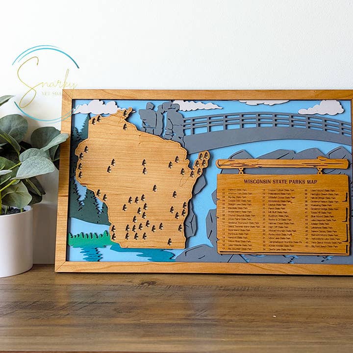 Roots & Routes Co - Wholesale Map - Wisconsin State Parks Travel Map, State Parks Marker, US Travel Map, family road trip tracker, travel home decor, gift for hiker, retirement1