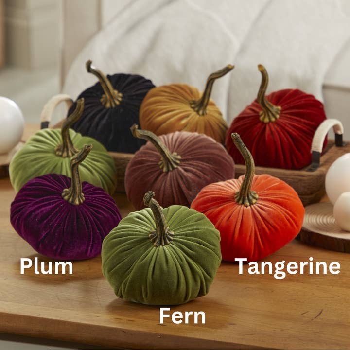 Your Heart's Content - Wholesale Decorative Tabletop Object - Pumpkin Small Velvet, Halloween mantel, Autumn table, Gift52