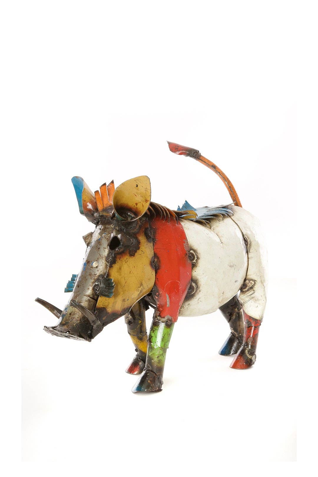 Swahili | AFRICAN MODERN - Wholesale Sculpture - Colorful Recycled Oil Drum Wart Hog Sculptures6