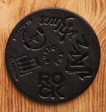 The Kurtis London – wholesale Coasters – 100% Hand-cut Cowhide Leather Coaster Music Theme0