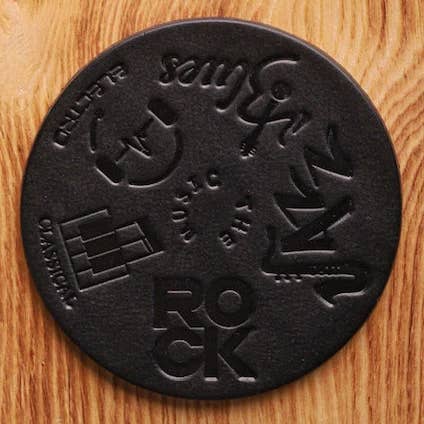 The Kurtis London – wholesale Coasters – 100% Hand-cut Cowhide Leather Coaster Music Theme