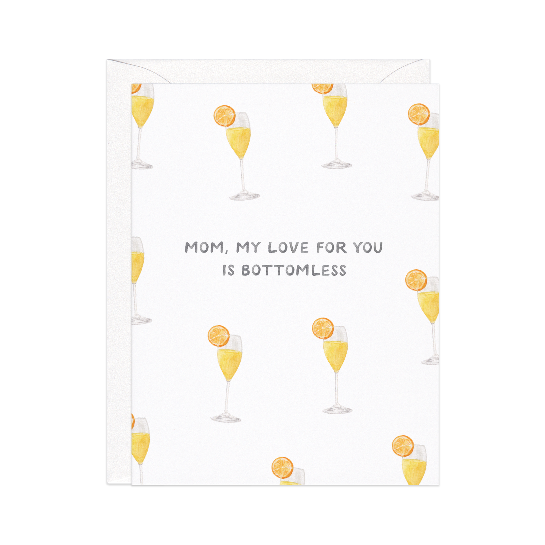 Amy Zhang - Wholesale Mother's Day Card - Bottomless Love Mimosas — Brunch Pun Mother's Day Card1