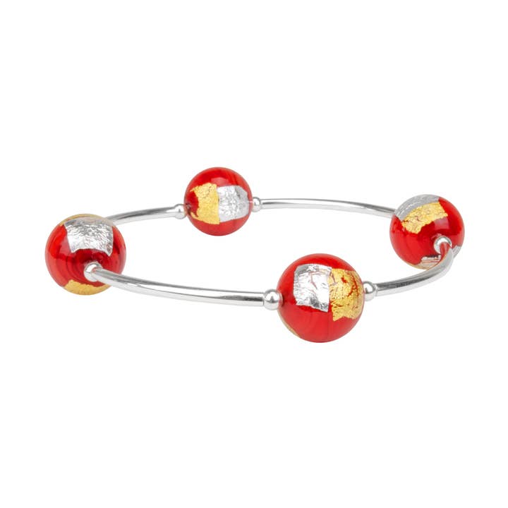 12mm Holiday Red Murano Glass Blessing Bracelet for wholesale by Made as Intended