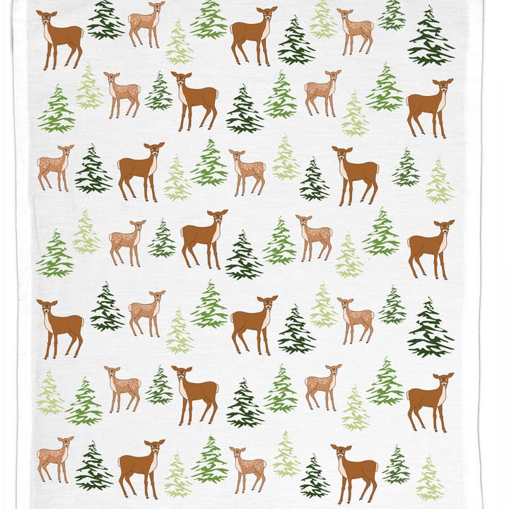 Coast & Cotton - Wholesale Tea Towel - Winter Deer, Organic Cotton Tea Towel - NEW Holiday0