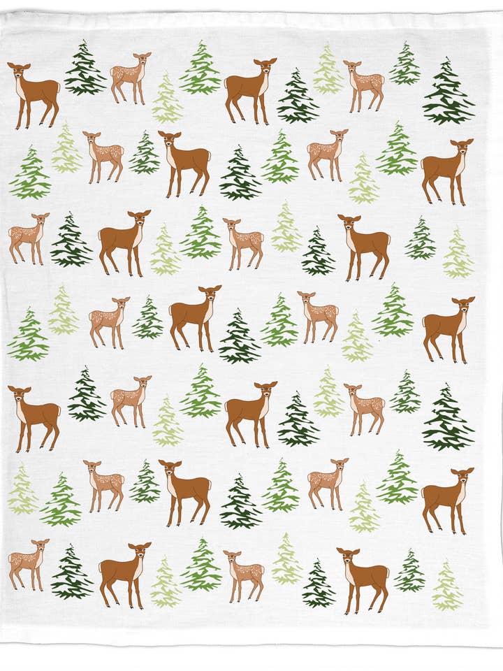 Winter Deer, Organic Cotton Tea Towel - NEW Holiday for wholesale by Coast & Cotton