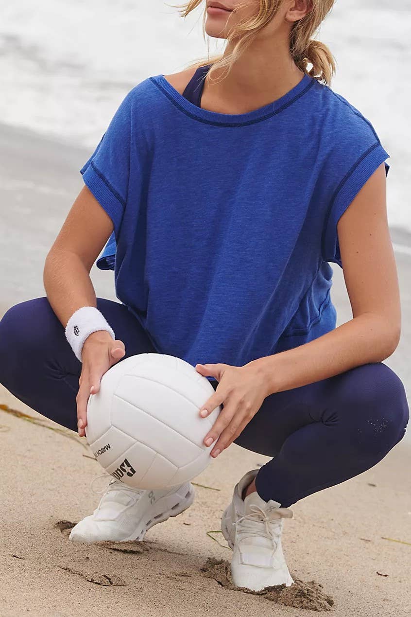 Rosa Clothing - Wholesale T-Shirt - Women's - Slouchy wrapped cutout back short sleeve workout tee top1