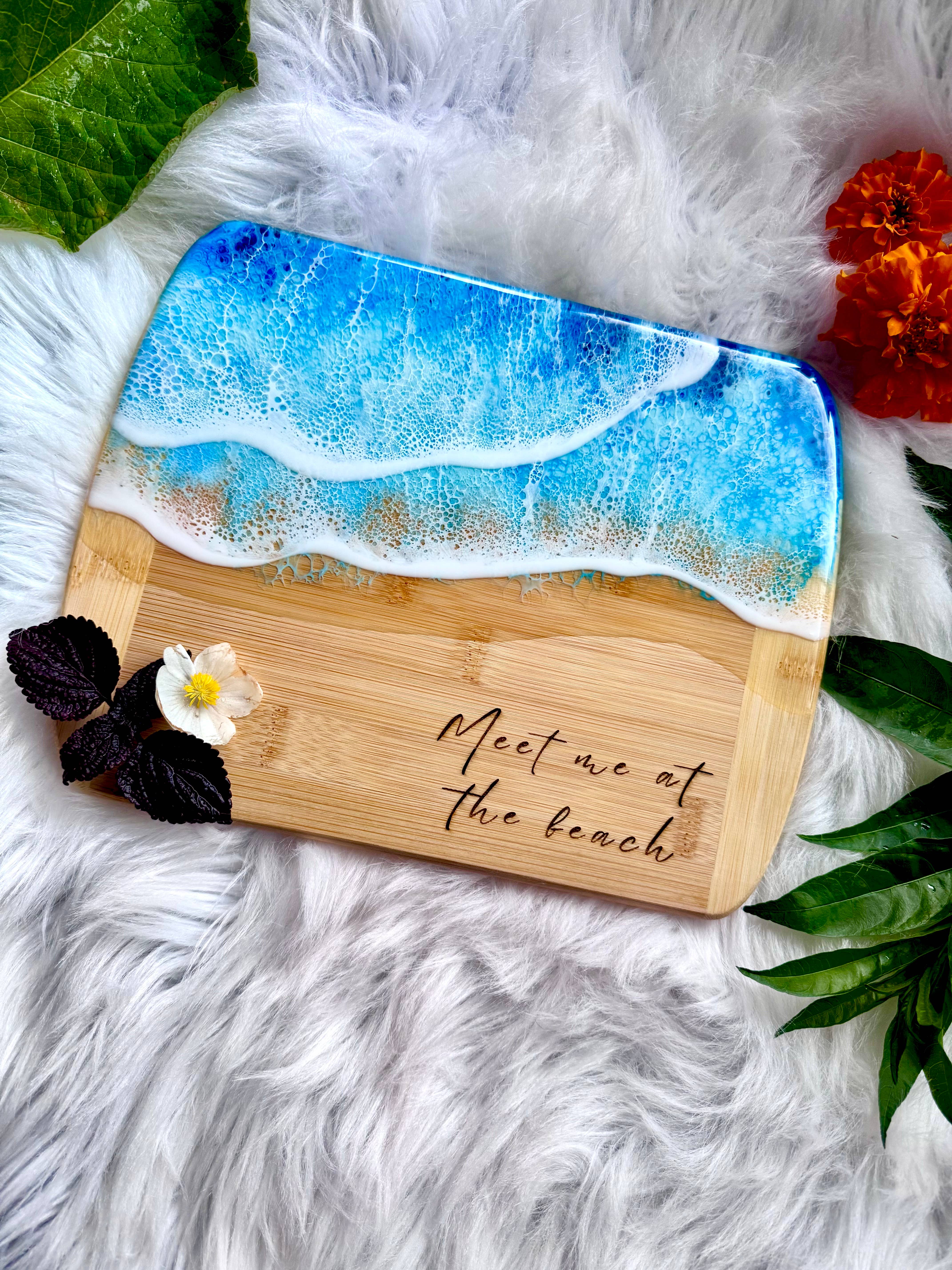 TBM Creations LLC - Wholesale Cutting Board - MEET ME AT THE BEACH Charcuterie board | Resin Cheese board6