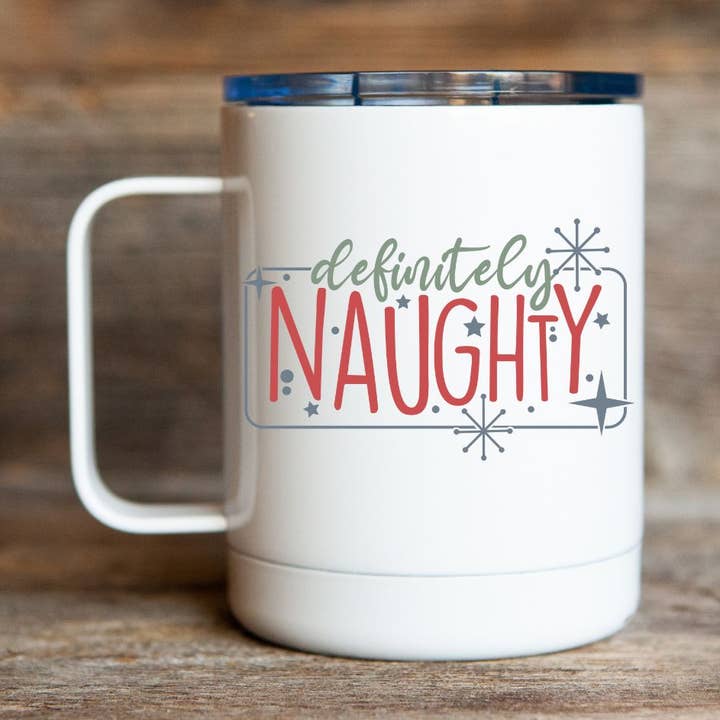 Christmas 12oz Travel Coffee Mug for wholesale by Stencil Art Canada