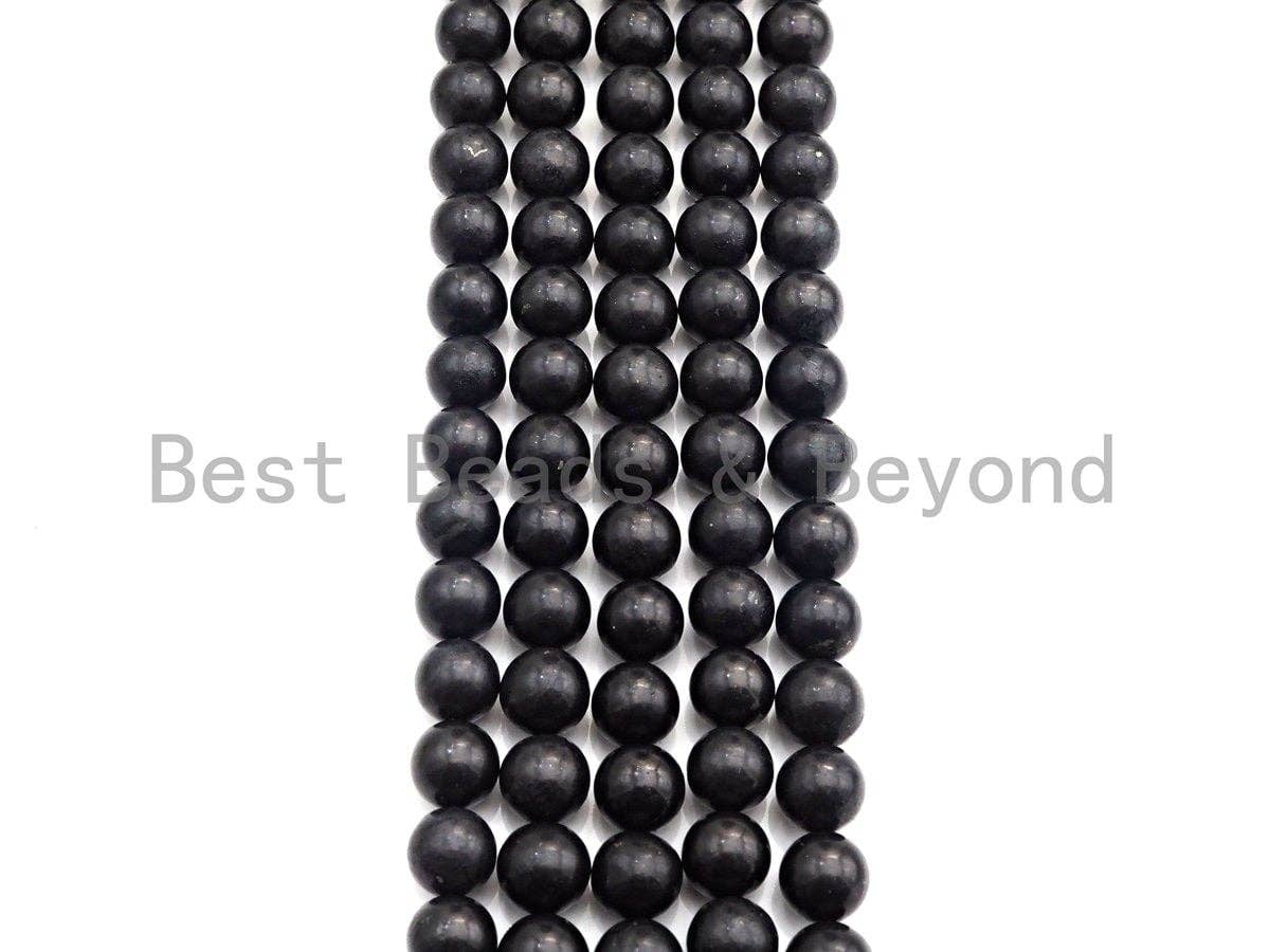 BestBeads&Beyond - Wholesale Beads - High Quality Natural Shungite Smooth Round Beads, High Energy, 4mm/6mm/8mm/10mm/12mm Shungite Beads, 15.5" Strand, sku#U9432