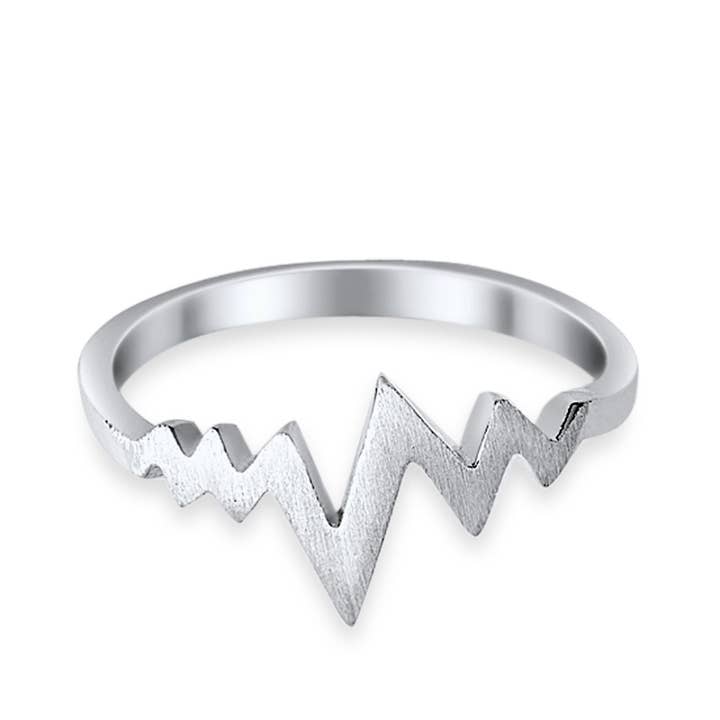 Sterling Silver Petite Dainty HeartBeat Lifeline Band Ring for wholesale on Faire1
