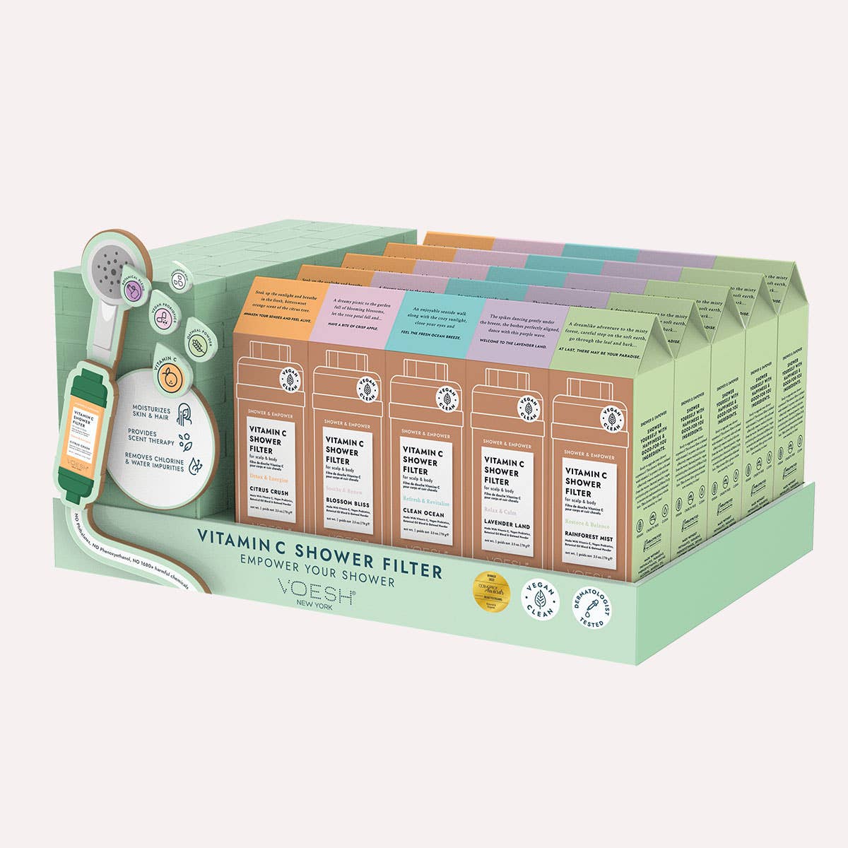 VOESH New York - Wholesale Retailer Display - Beauty & Wellness - Vitamin C Shower Filter Display Kit0