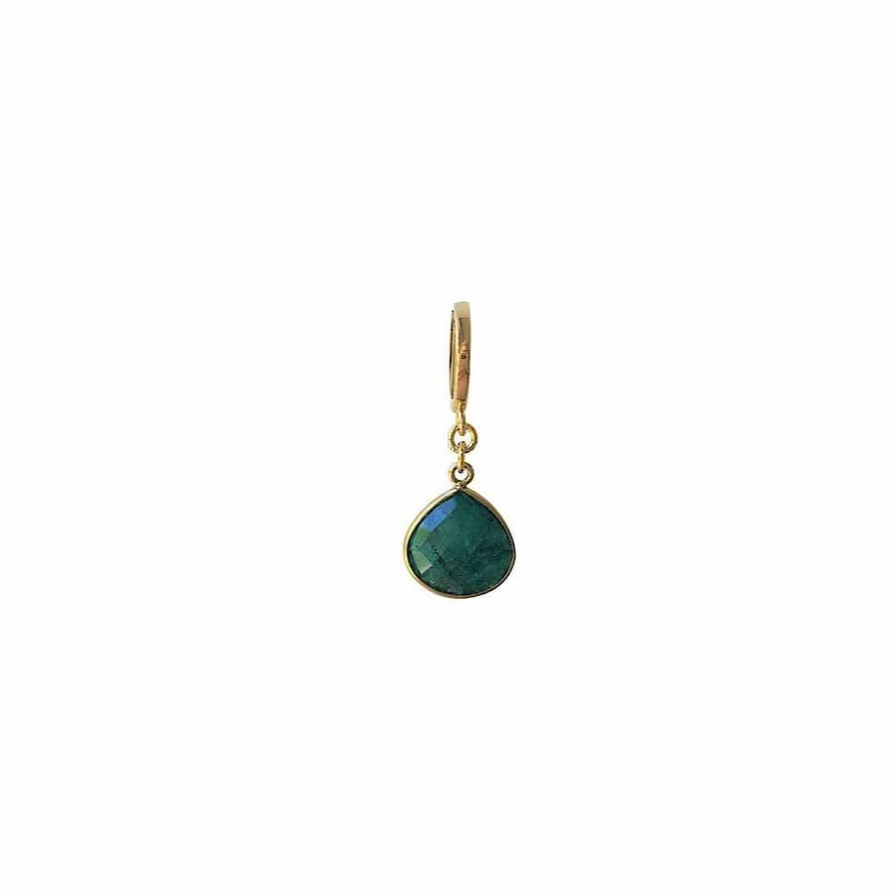 CLAIRE BERTEAU - Wholesale Dangle Earrings - Mini Heart Sillimanite Emerald Creole (Sold Per Unit)