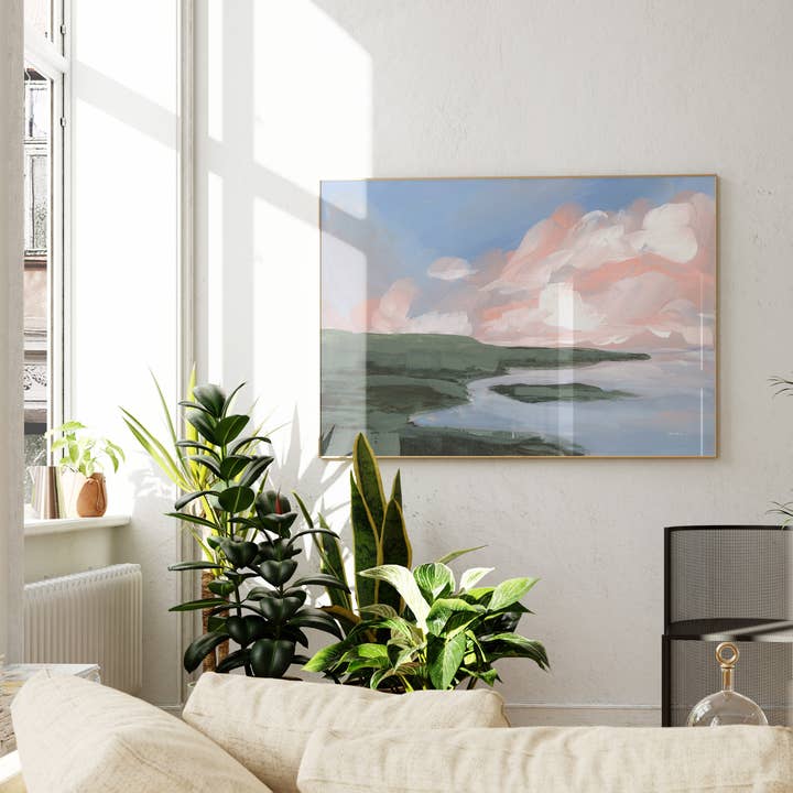 Coastal Cliffside, Framed Wall Art Print for wholesale by Green Barn Studio