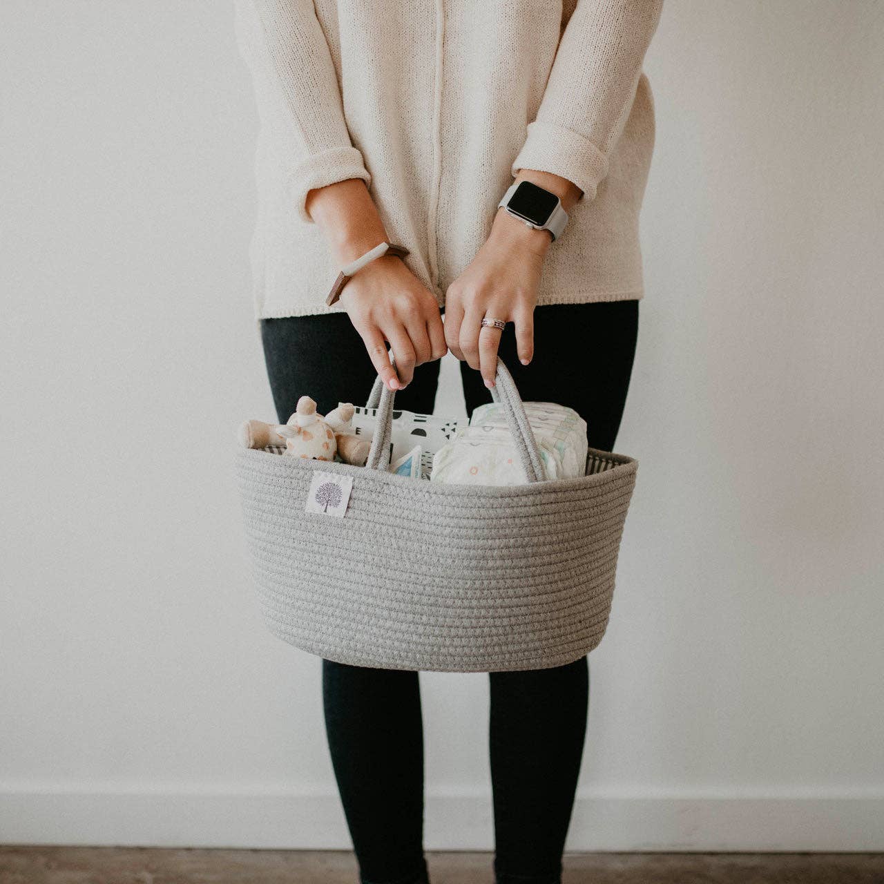 Parker Baby Co. - Venta al por mayor Organizador de pañales- Bebés - Carrito para pañales Rope, color gris1