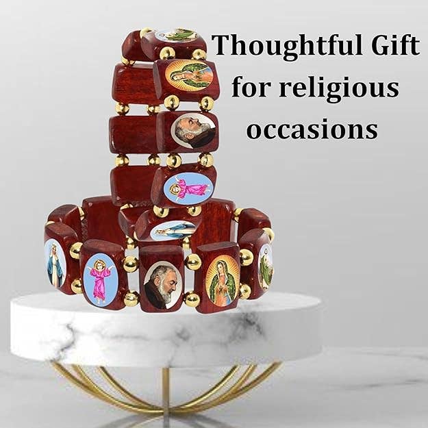 Catholica Shop – Engroshandel Perlearmbånd – Store træ hellige Mary og Jesus armbånd5