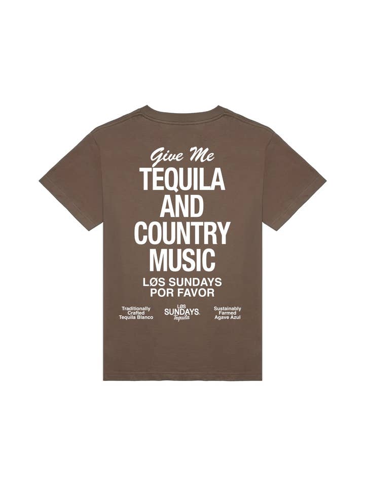 La Maglietta Tequila & Country Music - Cioccolato/Bianco per la vendita all'ingrosso da parte di Los Sundays Tequila