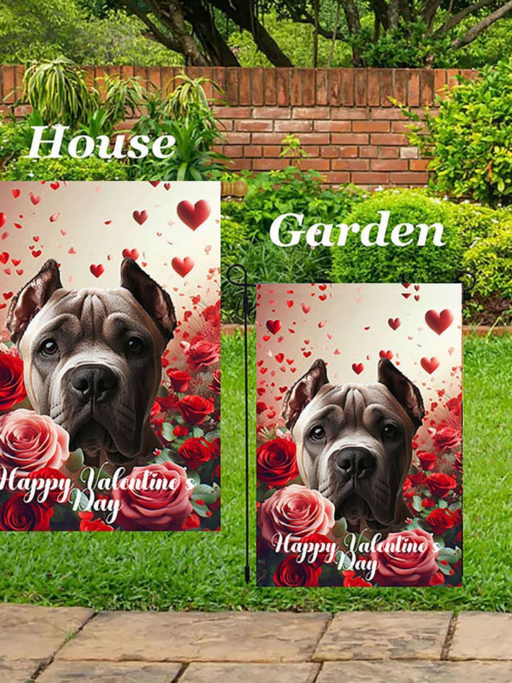 Cane Corso Fawn Cropp - Valentine House Flag for wholesale by Best of Breed Products