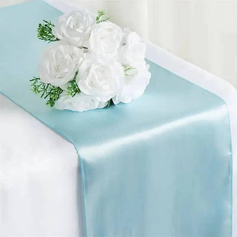 Party Expo, LLC - Vente Chemins de table - Chemin de table en satin bleu clair 12"* 108"0