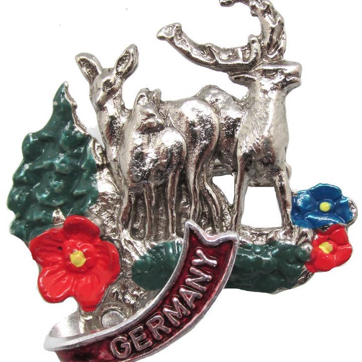 Collectible Alpine Stags Deluxe German Hat Pin for wholesale by European Heritage Gifts