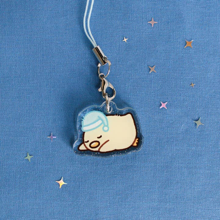 Sleepy Lemon • Glittery Mini Keychain for wholesale by Sam’s Scribbles