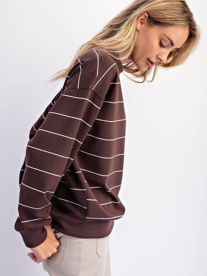 Rae Mode - Wholesale Lounge Top - Women's - MODAL SCUBA STRIPE CREW NECK TOP7