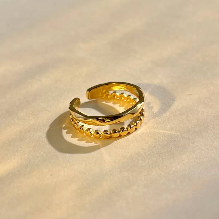 COSMOS - Wholesale Band/Stacked Ring - Adjustable double row stainless steel ring2