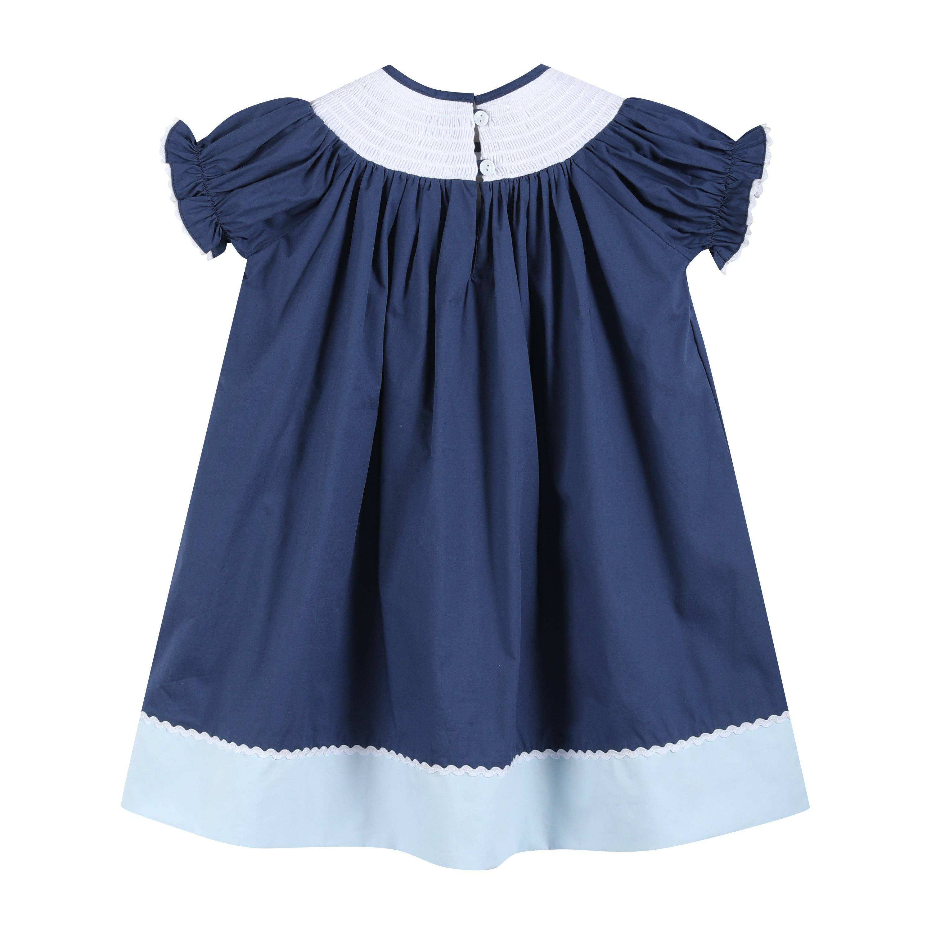 Lil Cactus - Wholesale Dress - Kids - Dark Blue Nativity Smocked Bishop Dress1
